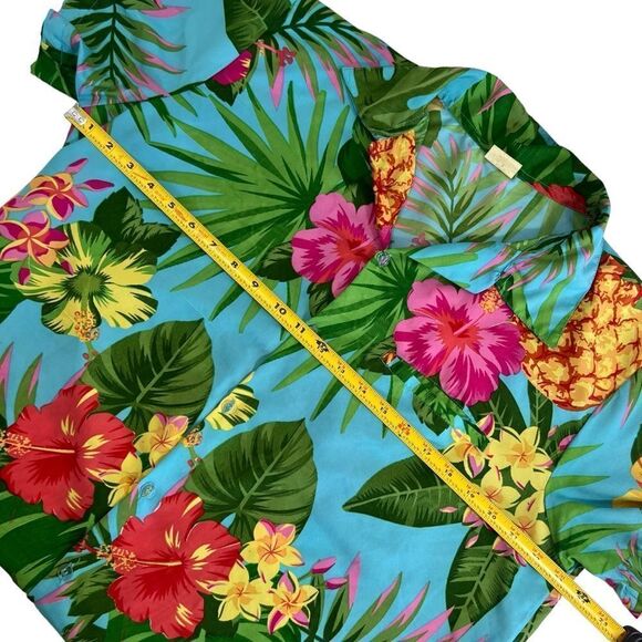 Vintage King Kameha Tropical Hibiscus and Pineapple Print Hawaiian Shirt - Picture 6 of 8